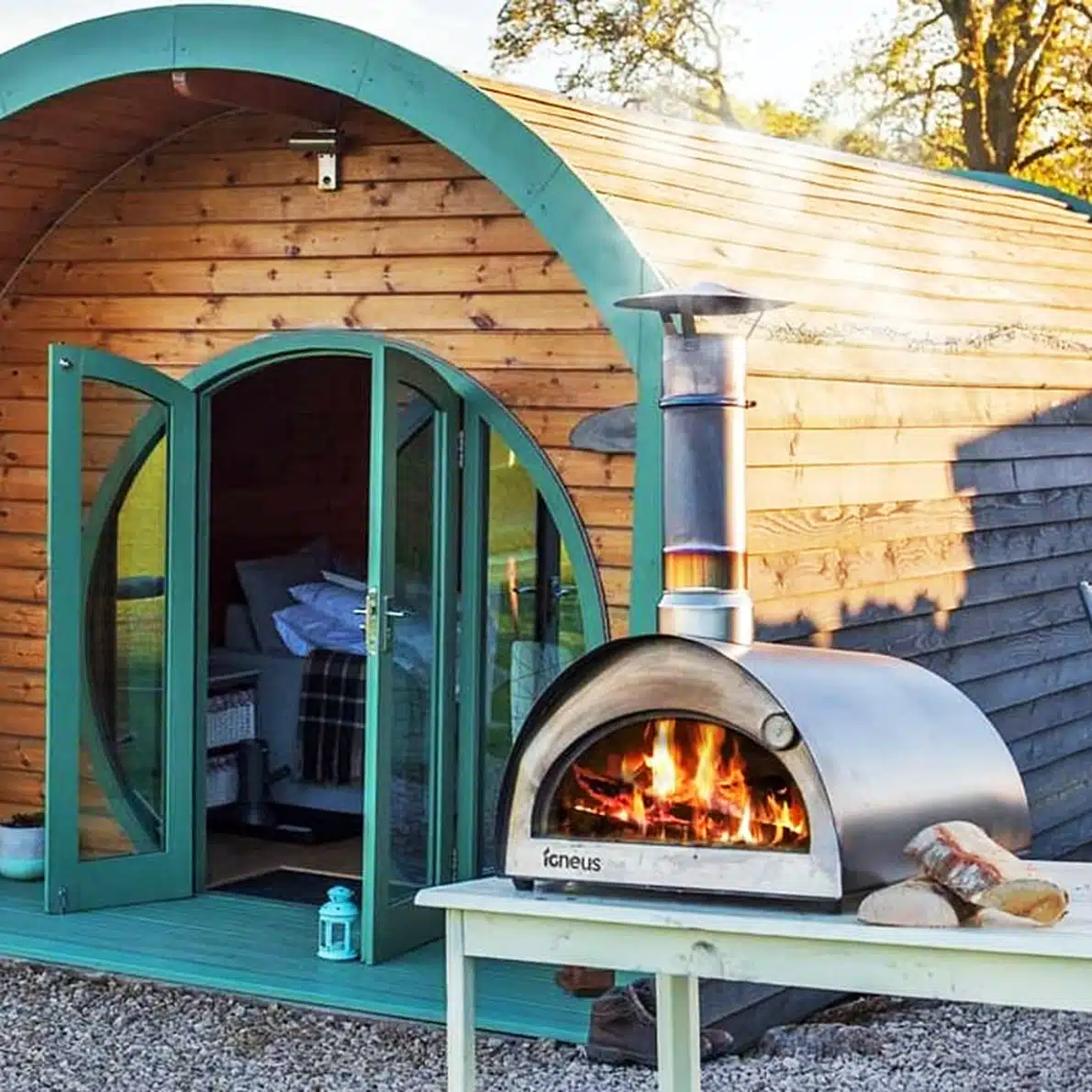 Igneus Bambino wood fired pizza oven in Matt Black