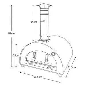 Igneus Pro 750 wood fired pizza oven - Dimensions