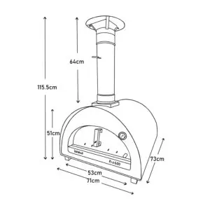 Igneus Pro 600 wood fired pizza oven - dimensions and measurements