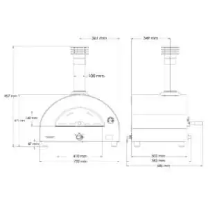 Clementi Clementino Gas Pizza Oven Dimensions - measurements