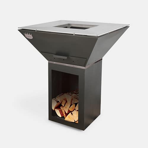 Clementi Colorado wood fired BBQ grill with log base