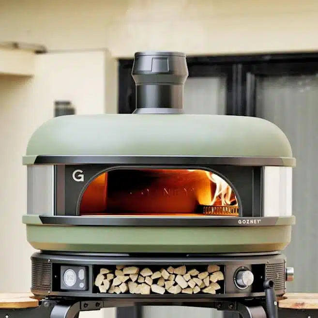 Gozney Dome dual fuel garden pizza oven in olive