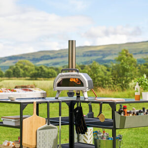 Ooni Karu 16 multi fuel pizza oven on Ooni modular table stand