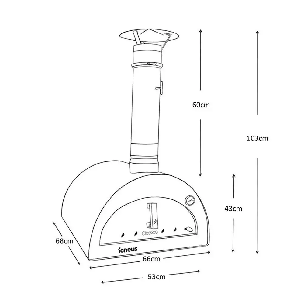 Igneus Classico Pizza Oven Dimensions / Measurements