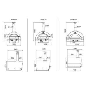 Clementi Original gas fired pizza oven - dimensions