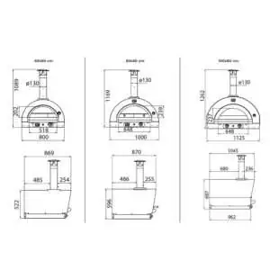 Clementi Original gas fired pizza oven - dimensions