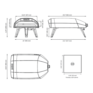 Ooni Koda 12 portable gas powered pizza oven - Dimensions and measurements
