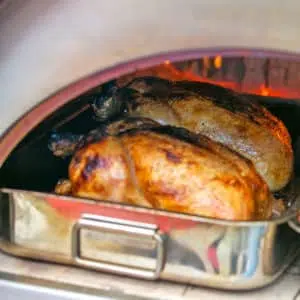 Igneus Classico wood fired pizza oven roast chicken