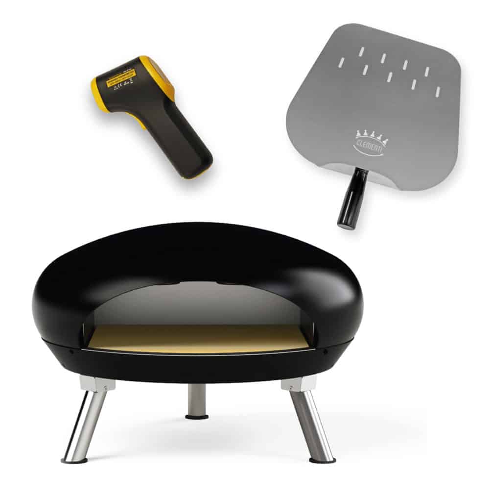 Clementi Crosti Electric Indoor Pizza Oven with pizza peel and digital thermometer