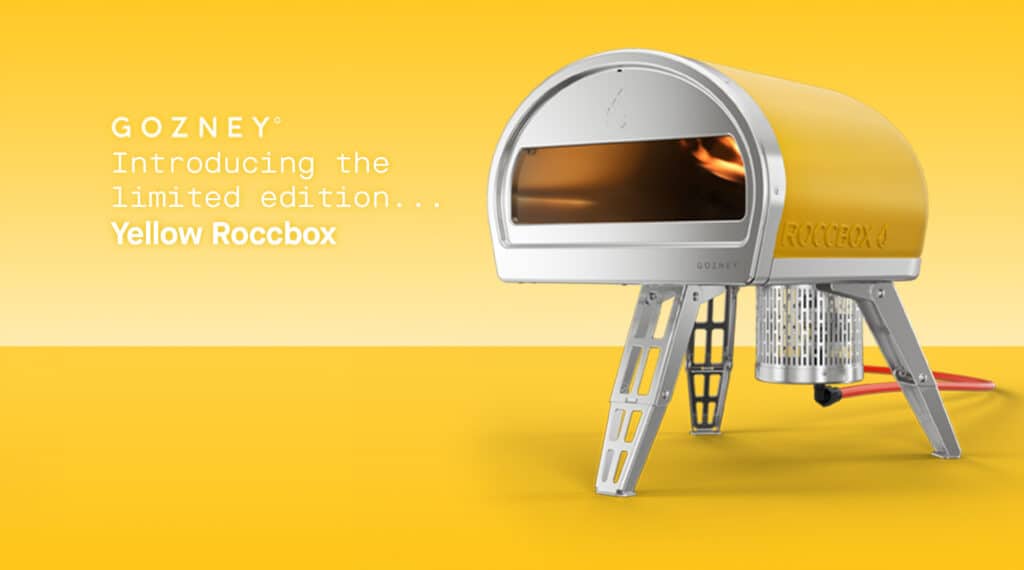 Limited Edition Yellow Gozney Roccbox gas powered pizza oven