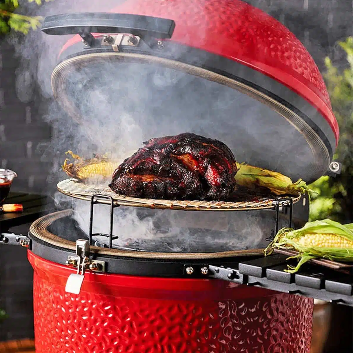 Kamado Joe Classic III Ceramic Grill - the pizza oven shop uk - lid open