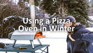 Outdoor pizza oven in winter