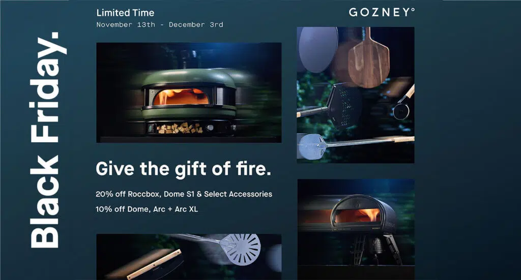 Gozney Black Friday Sale 2024 - holiday pizza oven sale - arc xl , dome s1, roccbox