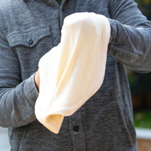 Stretching out pizza dough