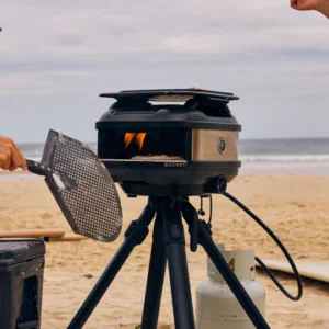 Gozney Tread Pizza Oven Off Black on a stand