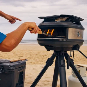 Gozney Tread Pizza Oven Off Black on a stand